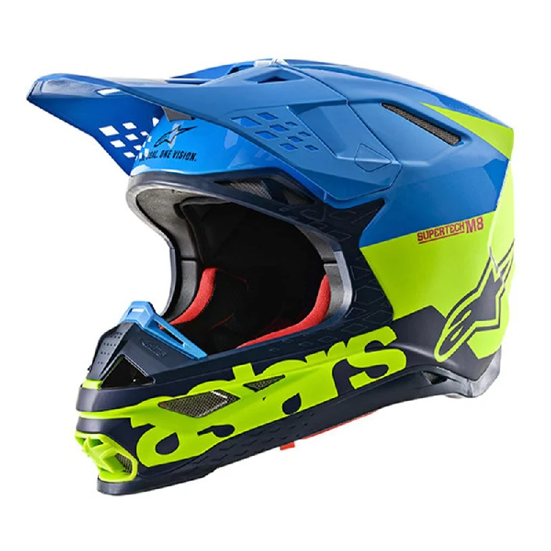 ALPINESTARS S-M8 RADIUM HELMET - AQUA/YELLOW/NAVY