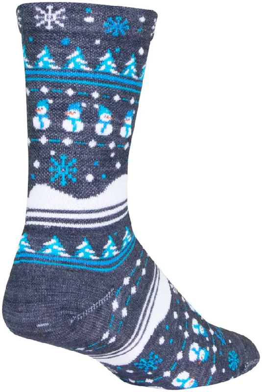 SockGuy Winter Sweater Wool Socks - 6" Blue/Gray/White Large/X-Large