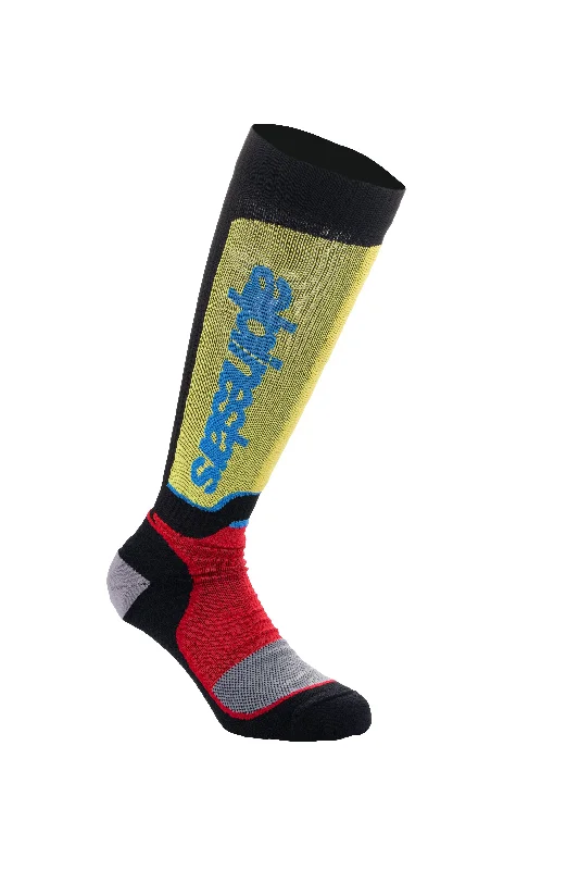 ALPINESTARS 2024 MX PLUS SOCKS - BLACK/RED/LIGHT BLUE