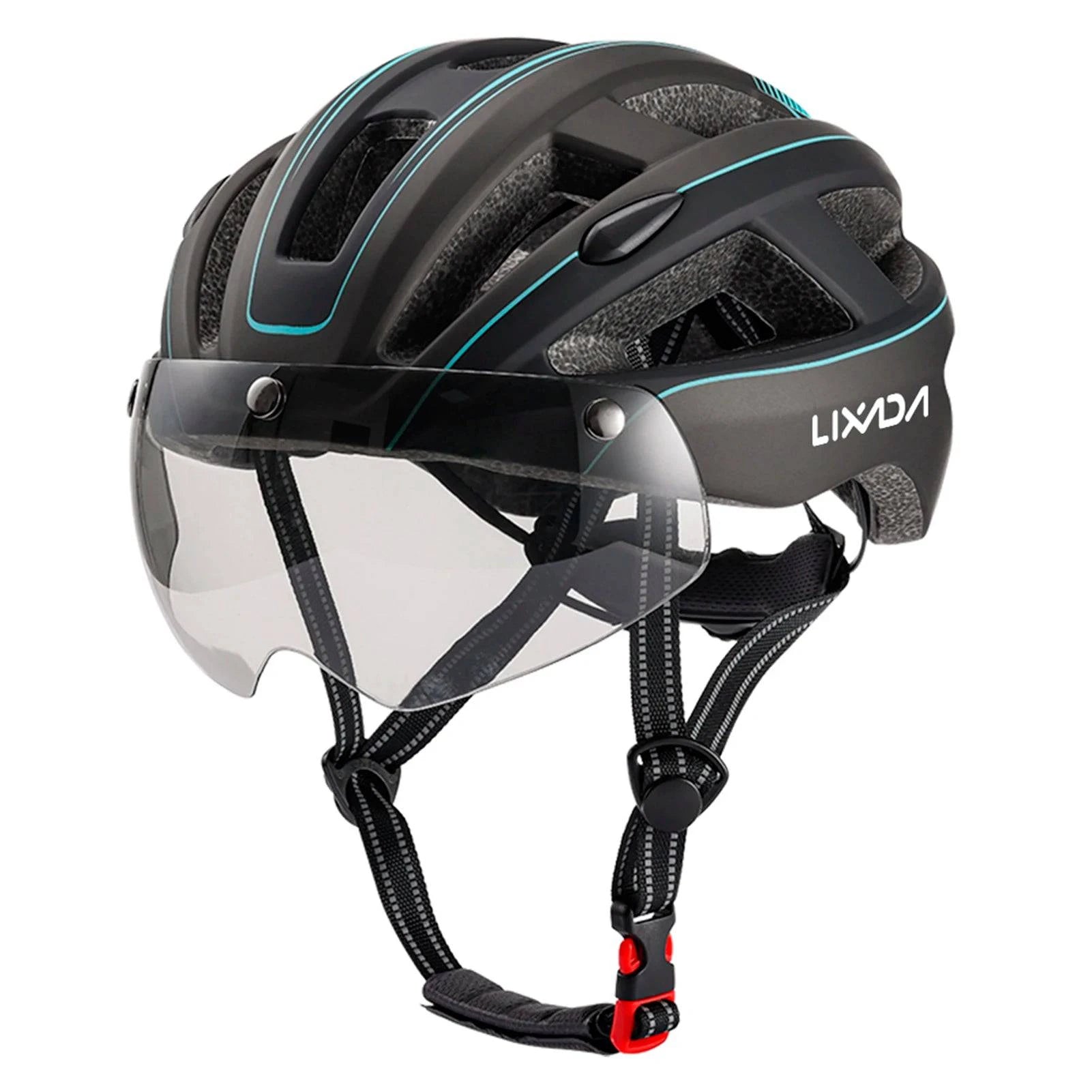 Mountain Bike Helmet One-piece Structure Cycling Helmets with Detachable Magnetic Goggles and USB Rechargeable Rear Light