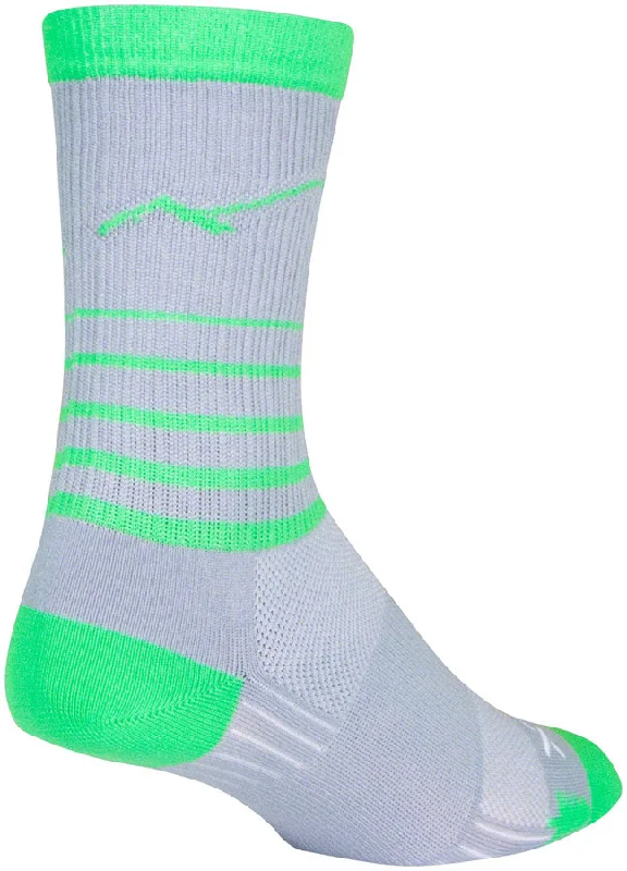 SockGuy SGX Peaks Socks - 6" Gray/Green Small/Medium