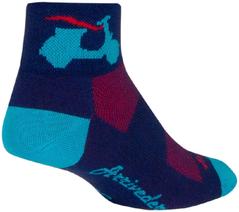 SockGuy Bella Classic Low Socks - 2" Blue/Red Womens Small/Medium