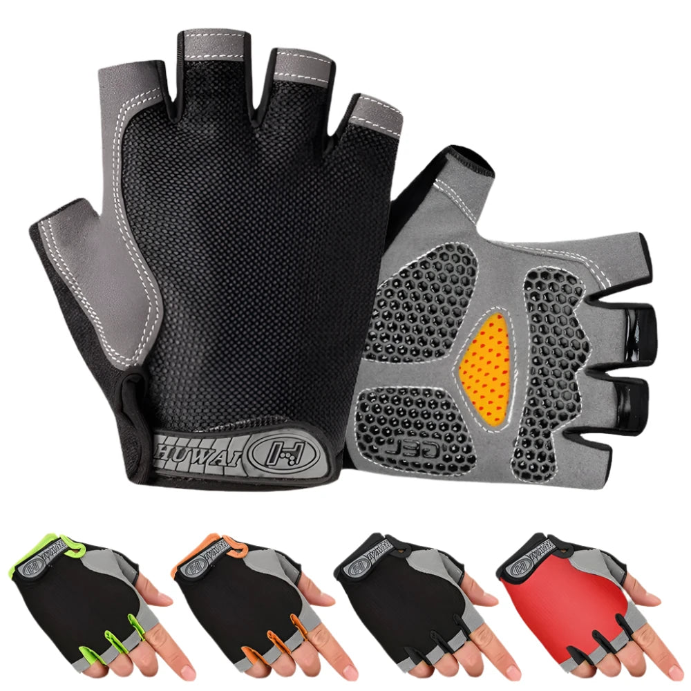 Anti Slip Shock Breathable Half Finger Gloves Breathable Cycling Gloves Fitness Gym Bodybuilding Crossfit Exercise Sports Gloves