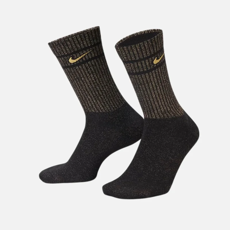 Nike Everyday Essential Metallic Crew Socks -Black/Metallic Gold/Buff Gold