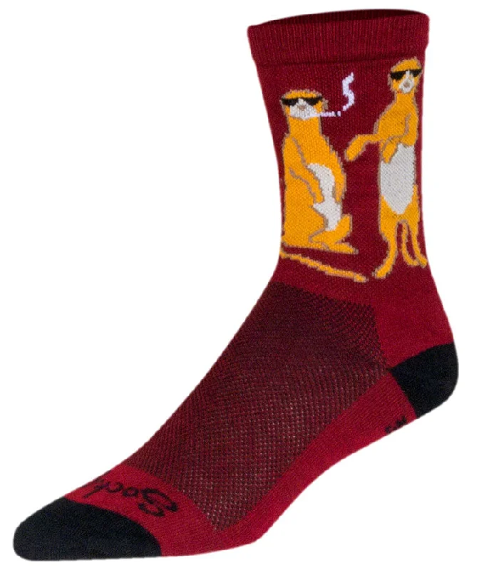 SockGuy Crew Kool Kats Socks - 6" Burgundy Large/X-Large