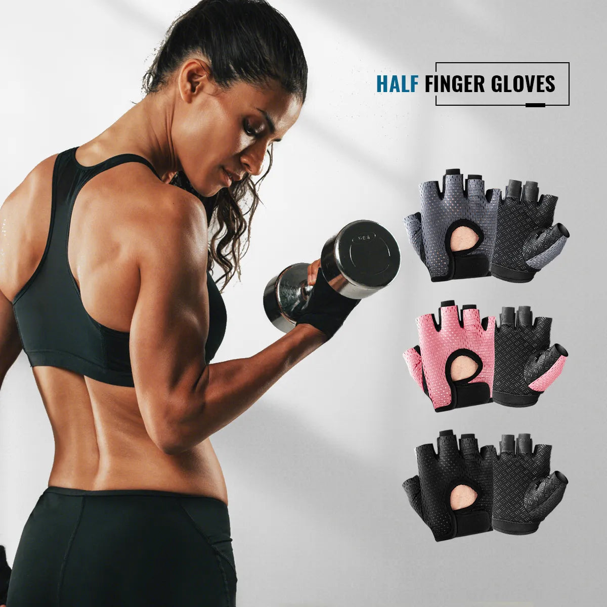 Gym Fitness Gloves For Women, Breathable Half Finger Anti-Slip Gloves For Bicycle Cycling Weight Lifting Yoga