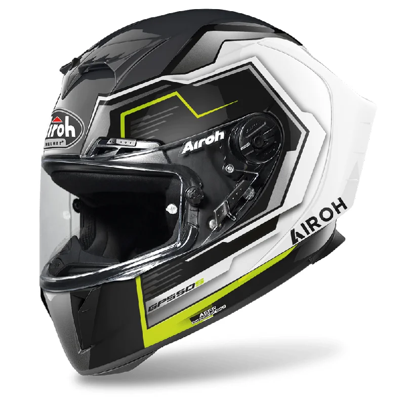 AIROH GP550-S RUSH HELMET - WHITE/YELLOW GLOSS