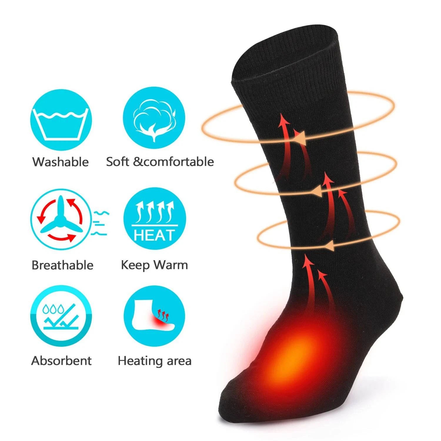 Electric Heated Socks Battery Powered Cold Weather Heat Socks for Men &Women Outdoor Camping Hiking Motorcycle Warm Winter Socks