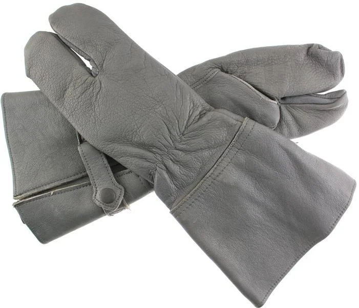 German Military Cycle Leather Gloves 2 - Finger Germany Medium Med M Gauntlet