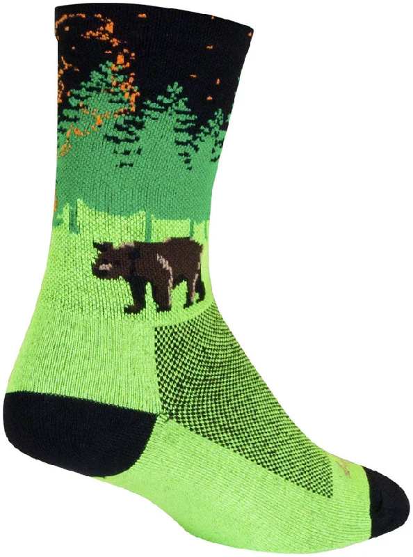 SockGuy Off the Grid Crew Socks - 6" Green/Black/Brown Small/Medium