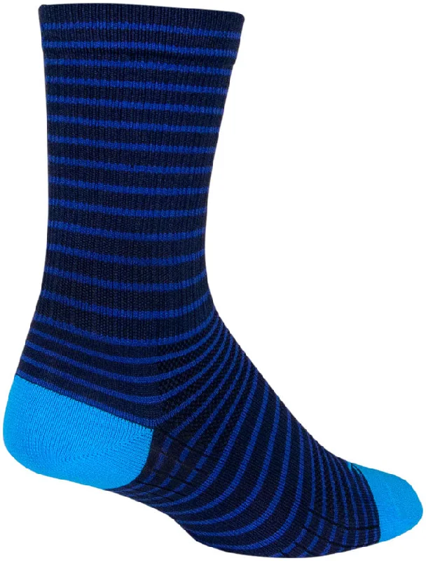 SockGuy Navy Stripes SGX Socks - 6" Navy Large/X-Large