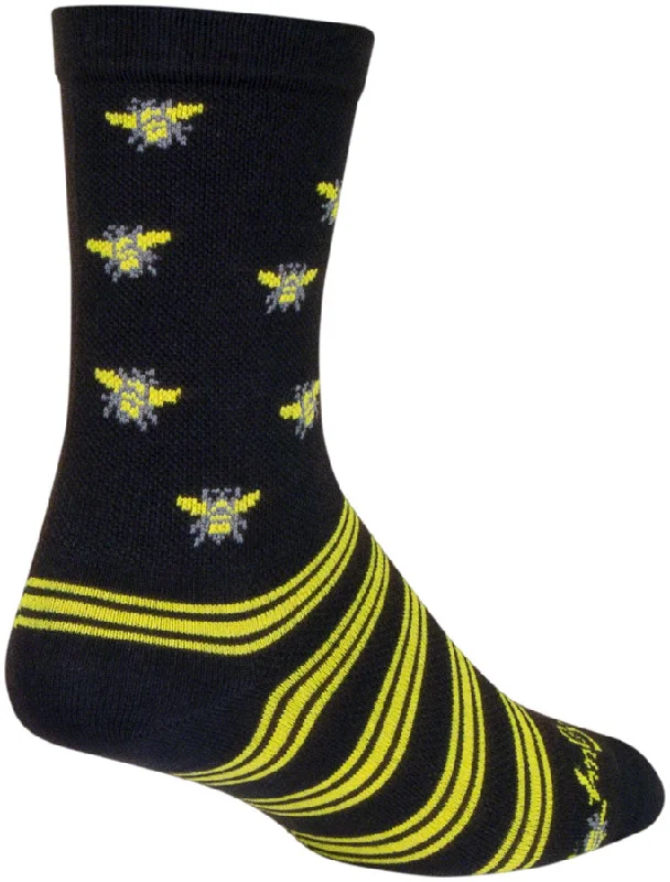 SockGuy Buzz Crew Socks - 6" Black/Yellow Large/X-Large