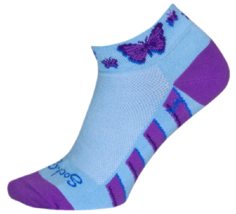 SockGuy Classic Flutterby Socks - 1" Light Blue Small/Medium