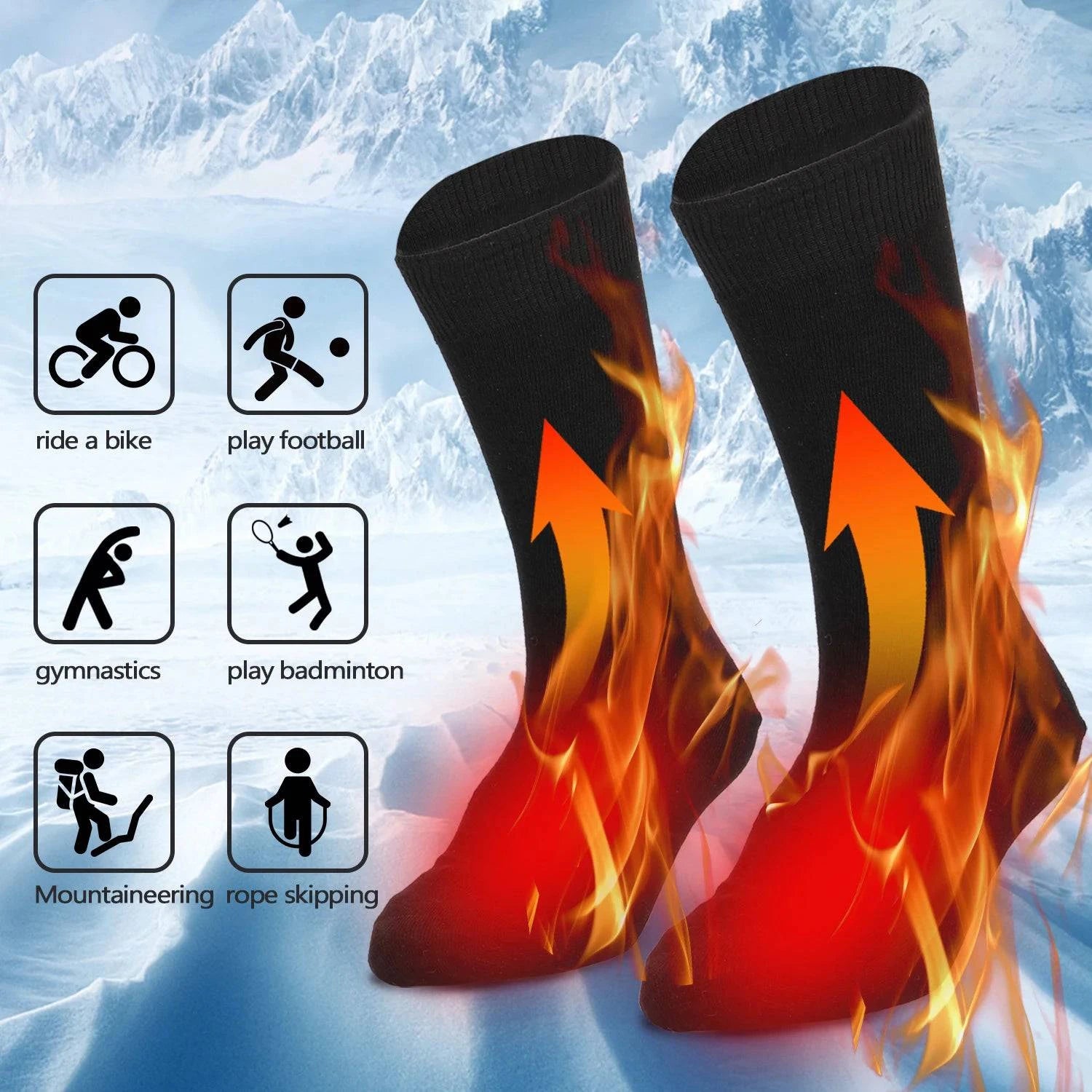 Electric Heated Socks Battery Powered Cold Weather Heat Socks Outdoor Riding Camping Hiking Motorcycle Warm Winter Socks